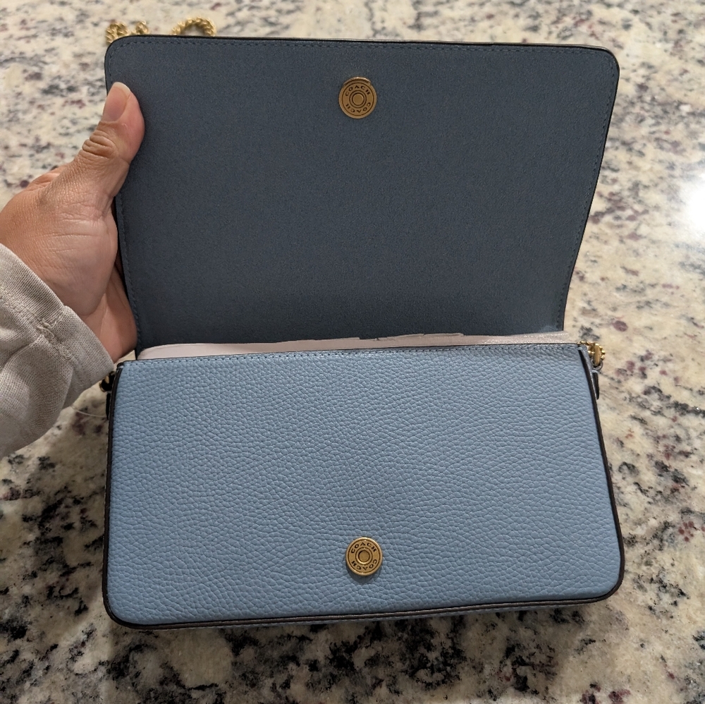 Coach Mila Sky Blue Crossbody Bag with Gold Chain - Picture 6 of 7